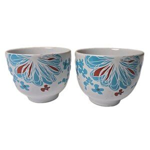 Set of 2 IKEA Bullra Coffee Mugs #15199 16 oz Turquoise & Rust